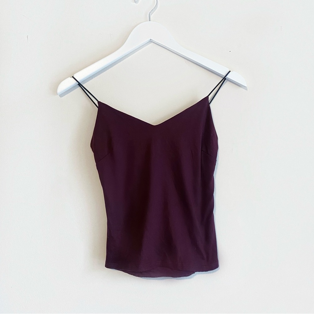 Mind Code Burgundy Red Black Strap V Neck Cami Top